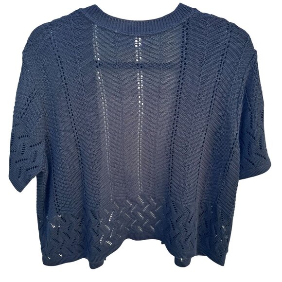 Laura Scott Vintage Womens Open Front Black Open Knit Boho Cardigan Sweater XL - Picture 6 of 9